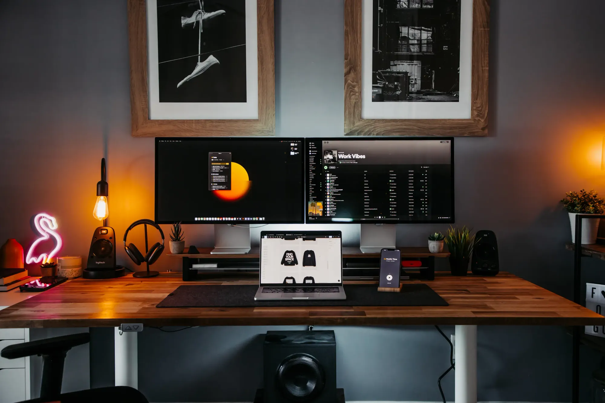 Kevin Walton: Duel Apple Monitor Editing & Design Desk Space